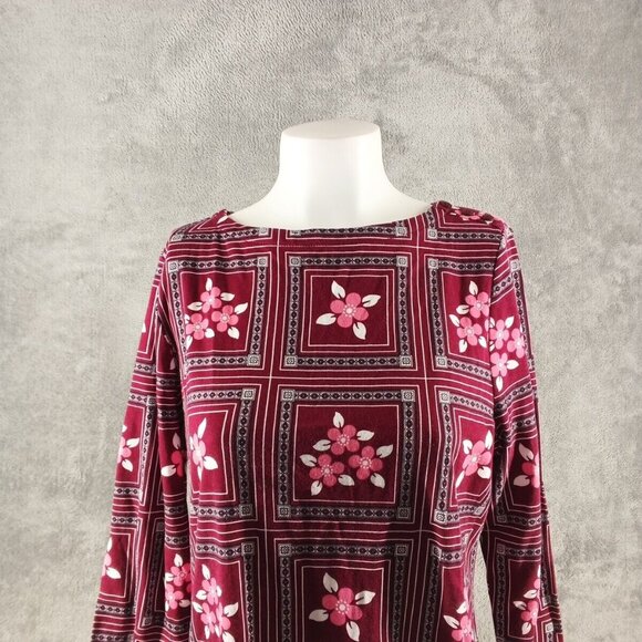 NWT CHARTER CLUB floral top M(8-10) 100% Pima Cotton Multi Colore Knit Boat Neck - Picture 2 of 10